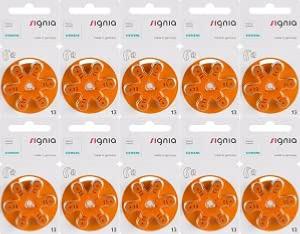 Piles Auditives Signia 13 (PR48) – Pack de 10 Plaquettes (60 Piles)