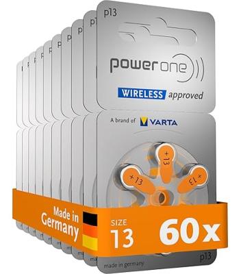 Lot de 60 Piles Auditives Power One 13 (Orange) – Neuves
